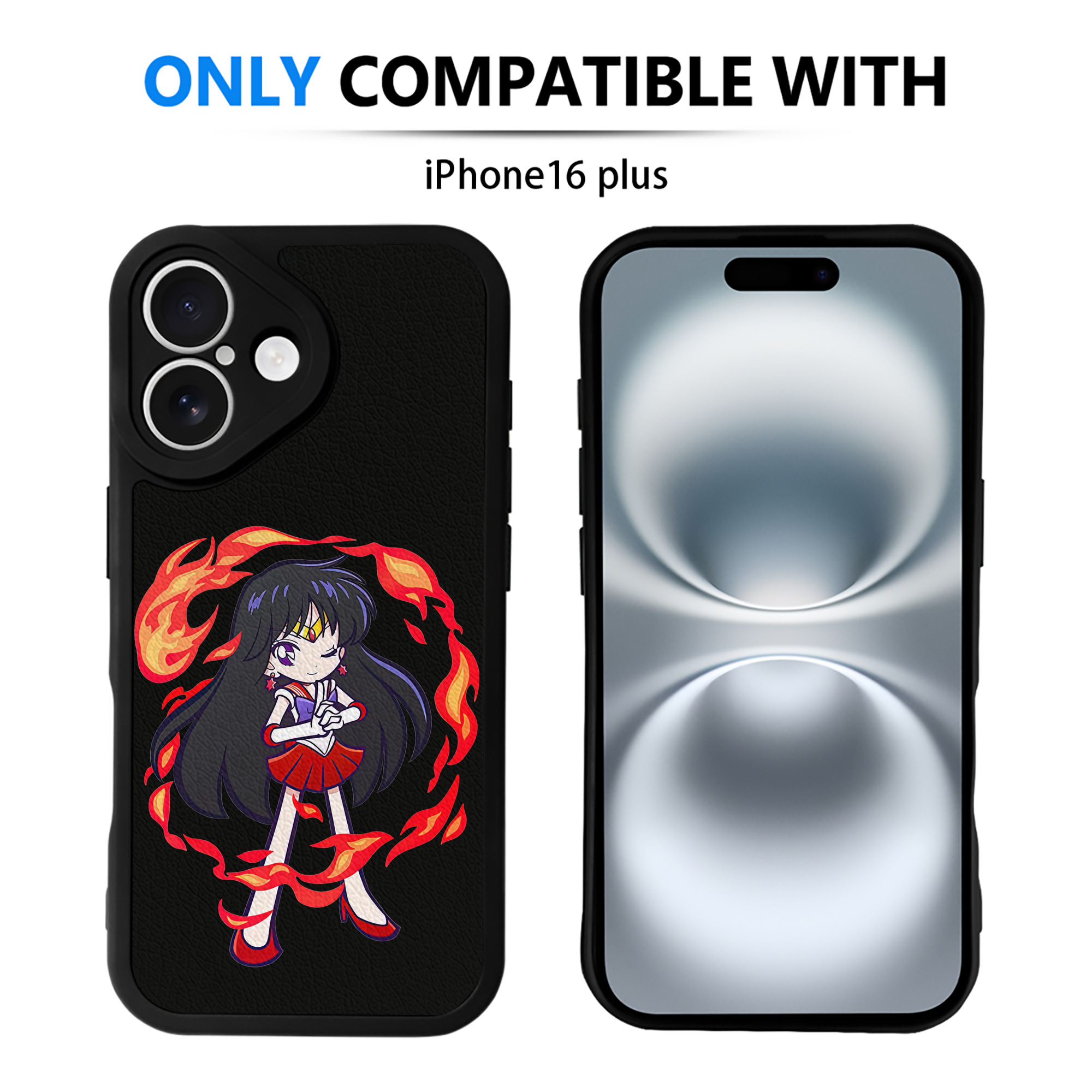 （画像用） 美少女戦士セーラームーン 火野レイ ひの レイ Sailor Moon Hino Rei （セーラーマーズ,Sailor Mars） 【iPhone 16シリーズ対応】シリコンスマホケース（レザー調） 材質：シリコン